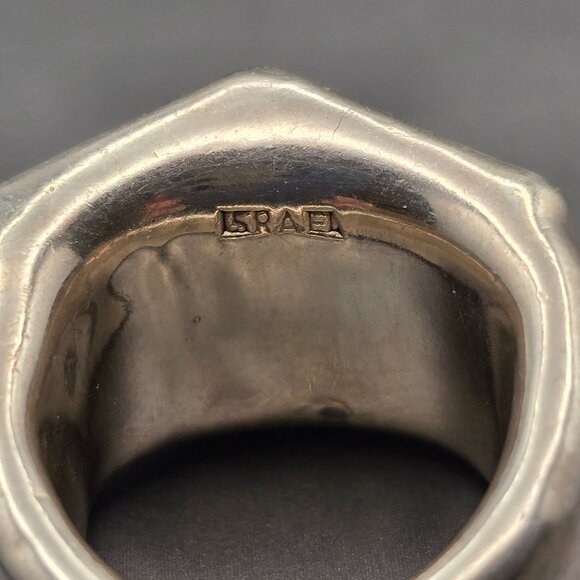 VTG Israel Sterling Silver Puffy Dome Ring Size 7 Sculptural Diamond Front 7.59g - Picture 5 of 10